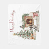 ハッピーペイリデイズドッグデザイン – スプリンガースパニエル犬 フリースブランケット (正面)