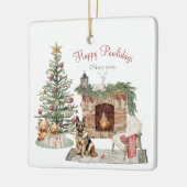 ハッピーペイリデイズドッグデザイン – ドイツの羊飼い セラミックオーナメント (左)