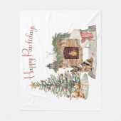 ハッピーペイリデイズドッグデザイン – ドイツの羊飼い フリースブランケット (正面)