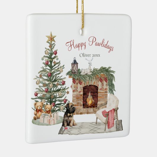 ハッピーペイリデイズドッグデザイン – ブリード セラミックオーナメント (右)