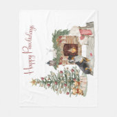 ハッピーペイリデイズドッグデザイン – ベルネーズマウンテンドッグ フリースブランケット (正面)