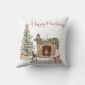 ハッピーペイリデイズドッグデザイン – ボストンテリア クッション (裏面)