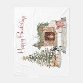 ハッピーペイリデイズドッグデザイン – ボストンテリア フリースブランケット (正面)