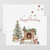 ハッピーペイリデイズドッグデザイン – ヨークシャーテリア シーズンカード (正面/裏面)