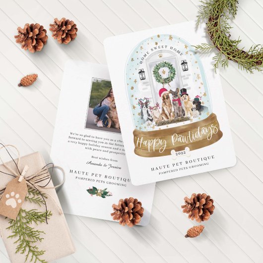 ハッピーペイリデイズドッグペットケアビジネスホワイトドア シーズンカード