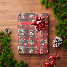 ハッピーペイリデイズドッグレッドグリーンプレイドクリスマス ラッピングペーパー