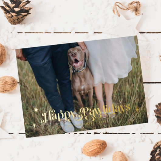 ハッピーペイリデイズドッグ横型フォトクリスマス 箔シーズンカード