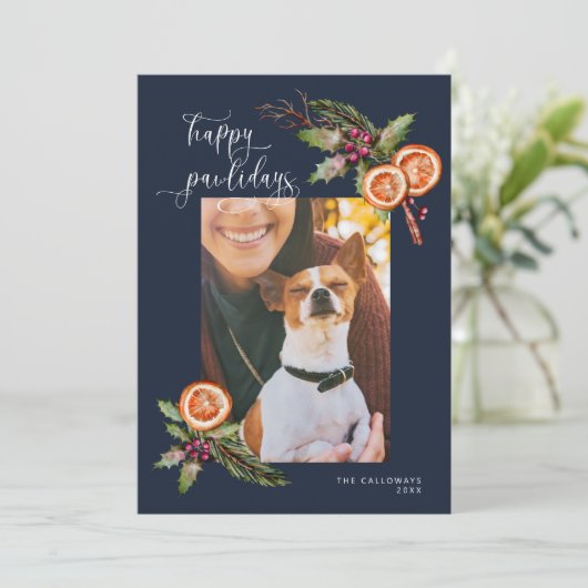ハッピーペイリデイズペットフォトクリスマスブルーホリデーC シーズンカード (スタンド正面)