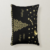 ハッピーペイリデイズ、金ゴールド光沢のあるポークリスマスツリー アクセントクッション (正面(垂直))