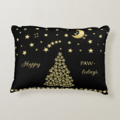 ハッピーペイリデイズ、金ゴールド光沢のあるポークリスマスツリー アクセントクッション (裏面)
