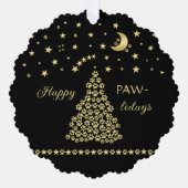 ハッピーペイリデイズ、金ゴールド光沢のあるポークリスマスツリー オーナメントカード (正面)