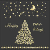 ハッピーペイリデイズ、金ゴールド光沢のあるポークリスマスツリー シール (正面)