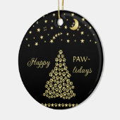 ハッピーペイリデイズ、金ゴールド光沢のあるポークリスマスツリー セラミックオーナメント (左)