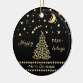 ハッピーペイリデイズ、金ゴールド光沢のあるポークリスマスツリー セラミックオーナメント (左)