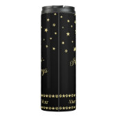 ハッピーペイリデイズ、金ゴールド光沢のあるポークリスマスツリー タンブラー (裏面)