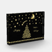 ハッピーペイリデイズ、金ゴールド光沢のあるポークリスマスツリー フォトブロック (左)