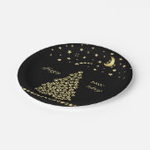 ハッピーペイリデイズ、金ゴールド光沢のあるポークリスマスツリー ペーパープレート (アングル)