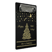 ハッピーペイリデイズ、金ゴールド光沢のあるポークリスマスツリー ミニクリップボード (アングル)