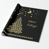 ハッピーペイリデイズ、金ゴールド光沢のあるポークリスマスツリー ラッピングペーパー (アンロールド)