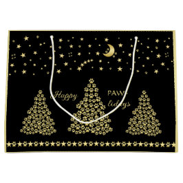 ハッピーペイリデイズ、金ゴールド光沢のあるポークリスマスツリー ラージペーパーバッグ