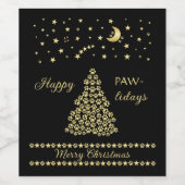 ハッピーペイリデイズ、金ゴールド光沢のあるポークリスマスツリー ワインラベル (シングルラベル)