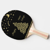 ハッピーペイリデイズ、金ゴールド光沢のあるポークリスマスツリー 卓球ラケット (横)