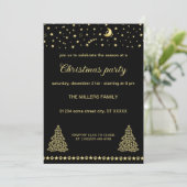 ハッピーペイリデイズ、金ゴールド光沢のあるポークリスマスツリー 招待状 (スタンド正面)