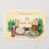 ハッピーペサハ スプリング ペサハ セデル ヴィンテージ 招待状 (正面/裏面)