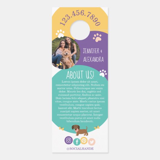 ハッピーペットファミリーペットケアグルーミングブルー ドアノブサイン (裏面)