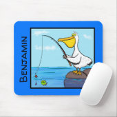 ハッピーペリカンと魚釣りポール漫画 マウスパッド (マウス)