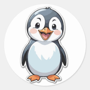 ハッピーペンギンのステッカー – かわいい北極の友人 ラウンドシール