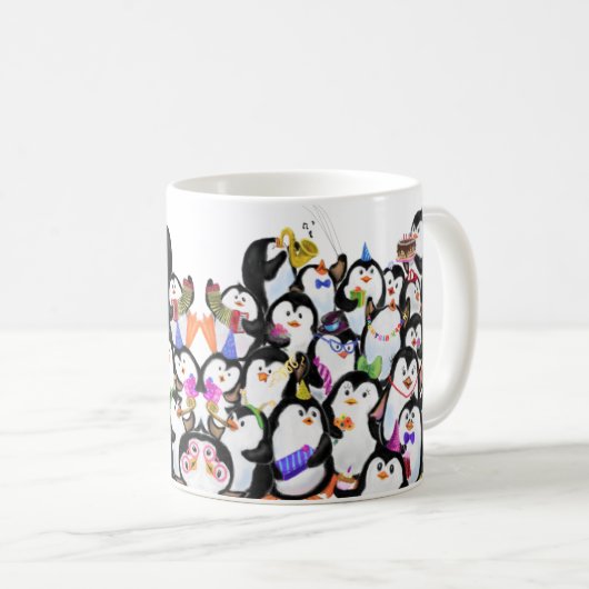 ハッピーペンギンズパーティーマンガスケッチカおもしろいウト  コーヒーマグカップ (正面右)