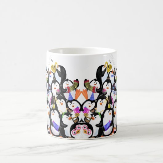 ハッピーペンギンズパーティーマンガスケッチカおもしろいウト  コーヒーマグカップ (中央)