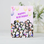 ハッピーペンギンパーティーおもしろい誕生日カード (スタンド正面)