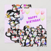 ハッピーペンギンパーティーおもしろい誕生日カード (正面/裏面)
