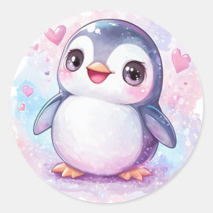 ハッピーペンギンラウンドパステル ラウンドシール