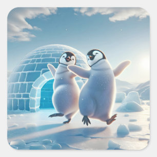 ハッピーペンギン踊り スクエアシール