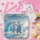 ハッピーペンギン踊り ペーパープレート (パーティー)