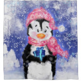 ハッピーペンギン – クリスマス –  シャワーカーテン (正面)