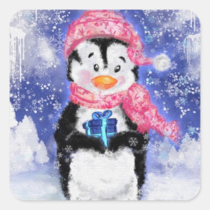 ハッピーペンギン – クリスマス – スクエアシール