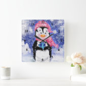 ハッピーペンギン – クリスマス –  スクエア壁時計 (ホーム)