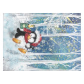 ハッピーペンギン – クリスマス テーブルクロス (正面(横))