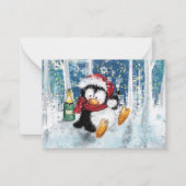 ハッピーペンギン – メリークリスマス – 応援-おもしろい ノートカード (裏面)