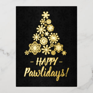 ハッピーペールの日,クリスマスツリー,ポープリントスノーフレーク 箔シーズンポストカード