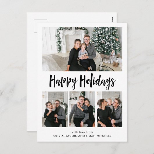 ハッピーホイデイズ|白黒写真グ数々のリッド シーズンポストカード (正面/裏面)