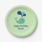 ハッピーホエールキッズバースデーパーティー ペーパープレート (正面)