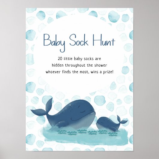ハッピーホエールソックス狩りベビーシャワーゲームポスター ポスター (正面)