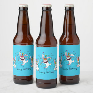ハッピーホッピー誕生日バニーうさぎのビールラベル ビールラベル