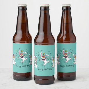 ハッピーホッピー誕生日バニーうさぎのビールラベル ビールラベル