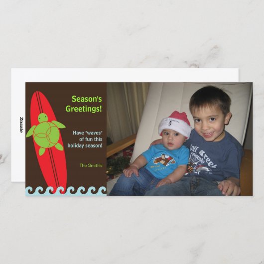 ハッピーホヌサーフィンクリスマスフォトカード シーズンカード (正面/裏面)